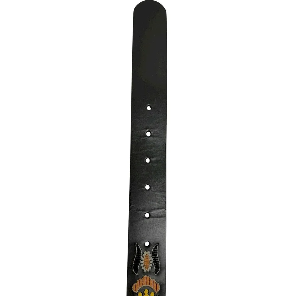 Lucky‎ Brand Women's Small Black Embroidered Multicolor Floral Leather Belt NWT